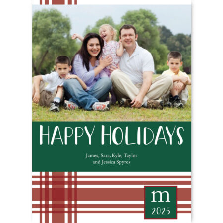 Happy Holidays Plaid Monogram