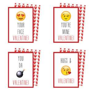 Printable Emoji Valentines Cards | Simply-Noted.com