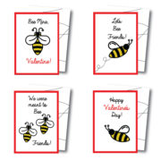 Printable Bee Valentines Cards | Simply-Noted.com