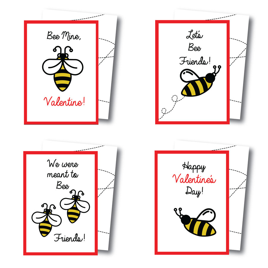 Printable Bee Valentines