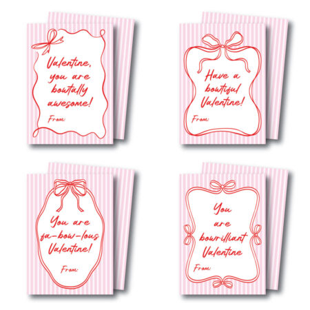 Printable Bows Valentines Cards